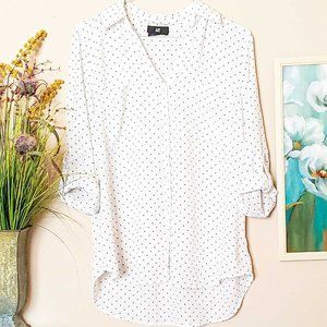 IZ Byer Roll-Tab blouse white with black dots, M